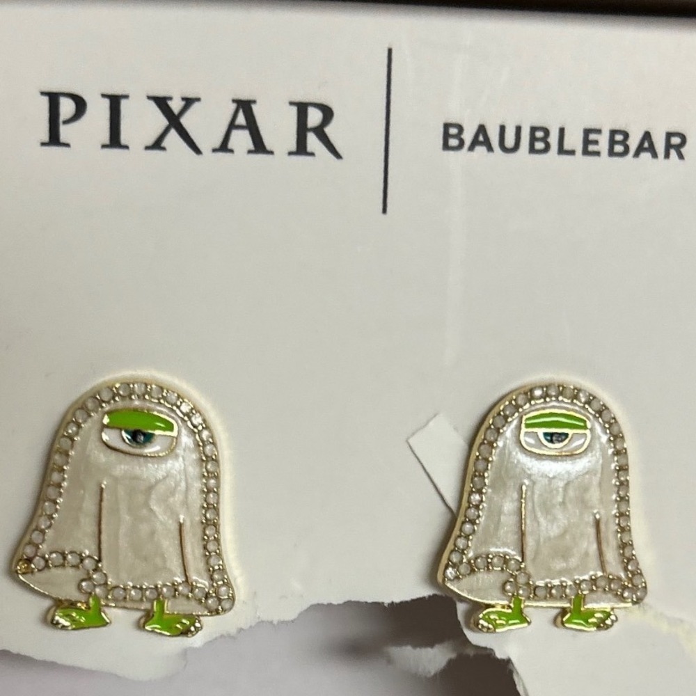 Disney Pixar BaubleBar Mike Wazowski Ghost Earrings Monsters Inc Halloween Studs